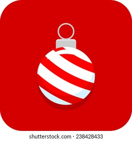 Christmas ornament with peppermint candy cane pattern icon