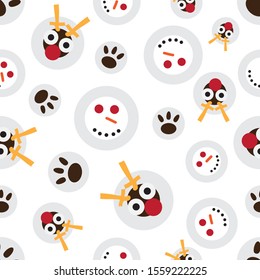 Christmas ornament reindeer, showman, Reindeer feet seamless patterns