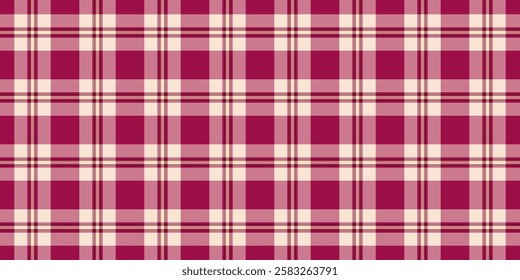 Christmas ornament seamless check textile, marriage background pattern vector. Bedroom texture fabric tartan plaid in red and pink colors palette.