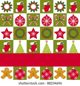 Christmas ornament seamless pattern red green background