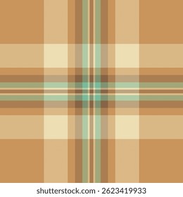 Natal ornamento sem costura padrão tartan, pequena xadrez verificar têxtil. Tecido de vetor de textura de plano de fundo do pé na paleta de cores laranja e clara.