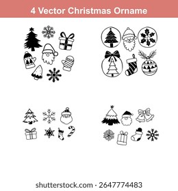 Christmas Ornament Silhouettes,Christmas Decoration Icon on Checkerboard Transparent Background