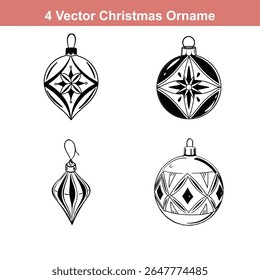 Christmas Ornament Silhouettes,Christmas Decoration Icon on Checkerboard Transparent Background