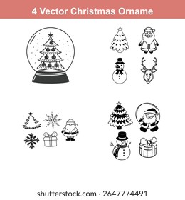Christmas Ornament Silhouettes,Christmas Decoration Icon on Checkerboard Transparent Background