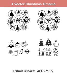Christmas Ornament Silhouettes,Christmas Decoration Icon on Checkerboard Transparent Background