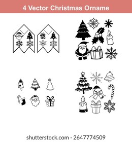 Christmas Ornament Silhouettes,Christmas Decoration Icon on Checkerboard Transparent Background