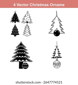 Christmas Ornament Silhouettes,Christmas Decoration Icon on Checkerboard Transparent Background