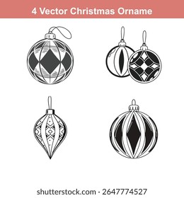Christmas Ornament Silhouettes,Christmas Decoration Icon on Checkerboard Transparent Background