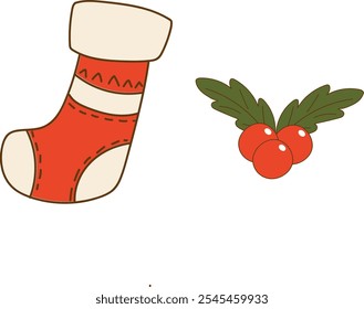 christmas ornament, christmas sock, mistletoe, christmas vector, christmas decoration , holiday decoration