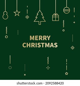 Ornamento de Navidad. marco de fondo cuadrado. Fondo Verde