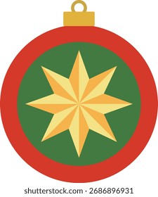 Navidades ornamento con patrón de estrella Ilustración vectorial plana.
Ornamento de Navidades colgantes.
Fondo transparente.