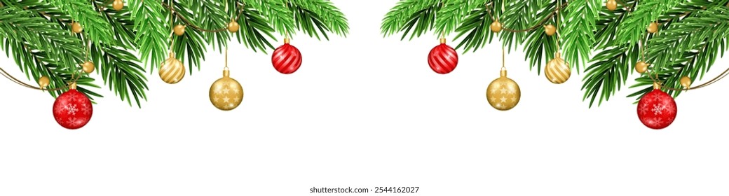 Christmas Ornament with transparent background, branch, balls. For sale, banner, posters, cover design templates, social media wallpaper stories