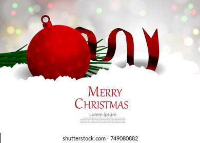 Christmas ornament and Christmas tree with bokeh background