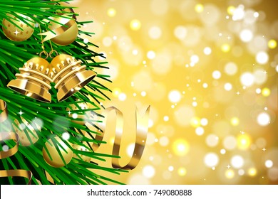 Christmas ornament and Christmas tree with bokeh background