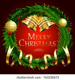 Christmas ornament and Christmas tree with red background