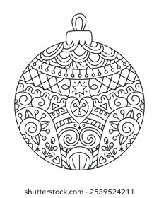 Christmas ornament vector line drawing illustration
