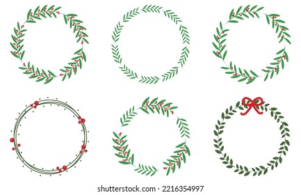 Christmas ornament wreath set. Vector illustration 