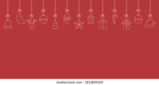 Christmas Ornament. Xmas Icons On Background With Copyspace. Vector