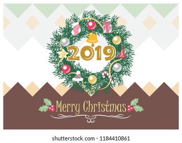 Christmas Ornamental Design with Circles in 2019 on modern background.