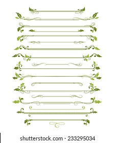 Christmas ornamental page dividers with holly leaves elements.