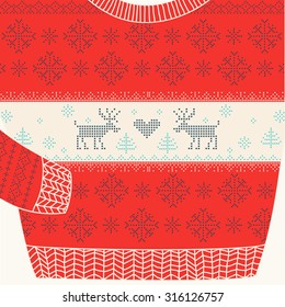 Christmas Ornamental Sweater for Ugly Party Invitation Card in vector