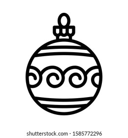 Christmas ornaments, baubles or Christmas ball vector line icon