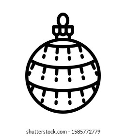 Christmas ornaments, baubles or Christmas ball vector line icon
