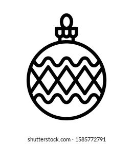 Christmas ornaments, baubles or Christmas ball vector line icon