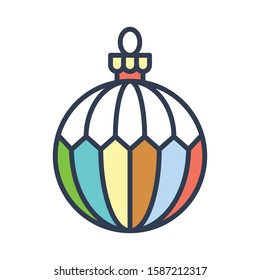 Christmas ornaments, baubles or Christmas ball vector filled icon
