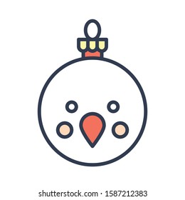 Christmas ornaments, baubles or Christmas ball vector filled icon