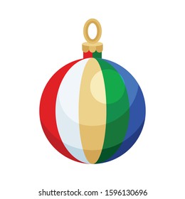 Christmas ornaments, baubles or Christmas ball vector flat icon