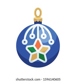 Christmas ornaments, baubles or Christmas ball vector flat icon