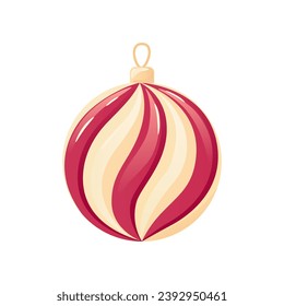 Christmas ornaments, baubles, globes vector illustration isolated on white background. Detailed Christmas tree decoration element for holiday patterns, wreathes, frames, packaging, design