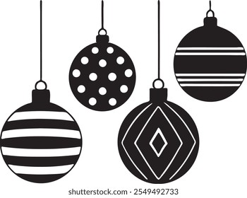 Navidades Adornos Adornos Adornos en varios patrones Vector de silueta