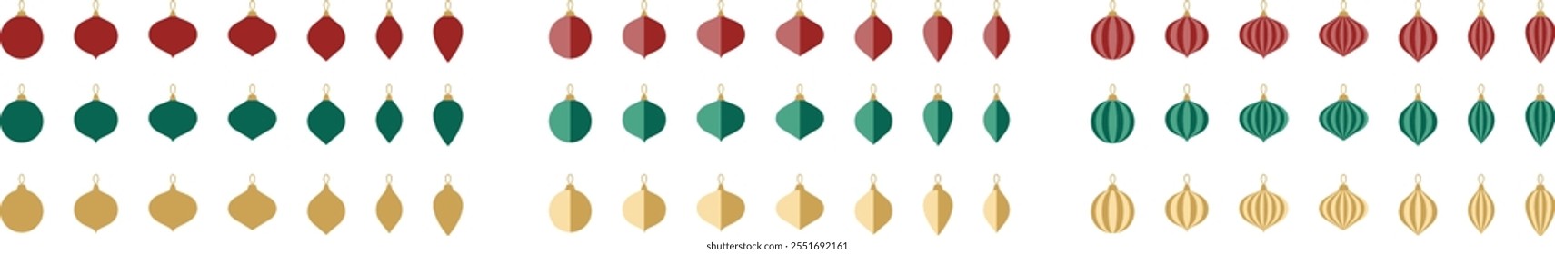 christmas ornaments. decorative christmas ball bauble vector set holiday season celebrate red green gold light vintage sticker illustration design paper lantern finial decorate merry christmas tree	