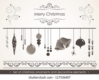 Christmas ornaments and decorative elements