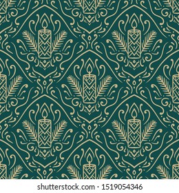 Christmas Ornaments Doodles Seamless Pattern