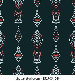Christmas Ornaments Doodles Seamless Pattern