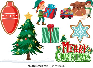 Christmas ornaments and elements set illustration