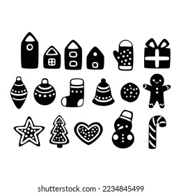 Christmas ornaments hanging isolated background