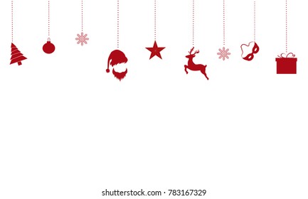 christmas ornaments hanging  isolated on white background