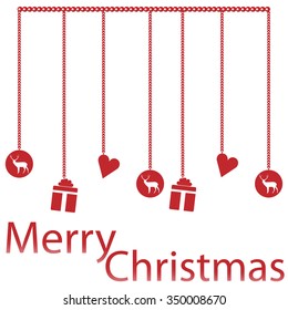 christmas ornaments hanging red isolated background