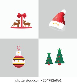 christmas ornaments icon set design elements vector illustrations