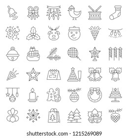 Christmas ornaments icon set, editable stroke outline