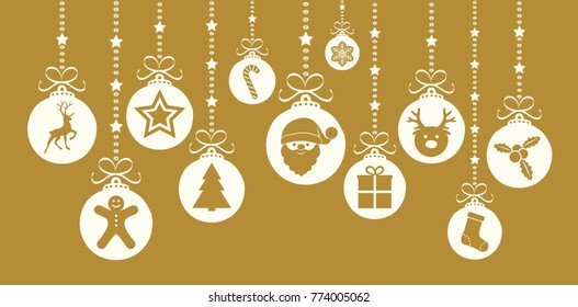 Christmas ornaments with icons. Vector.