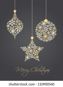 Christmas ornaments made from snowflakes vector illustration