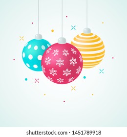 Christmas ornaments in modern colors. Vector illustration isolated on white background