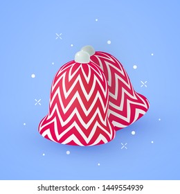 Christmas ornaments in modern matte colors. Vector illustration on blue background