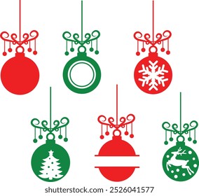 Christmas Ornaments Monogram Frames. Christmas Ornaments Vector Illustration.