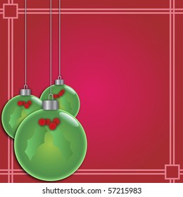 Christmas ornaments on a red background